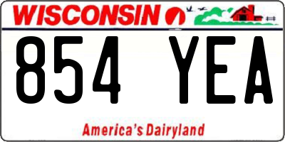 WI license plate 854YEA