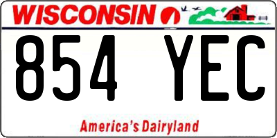 WI license plate 854YEC