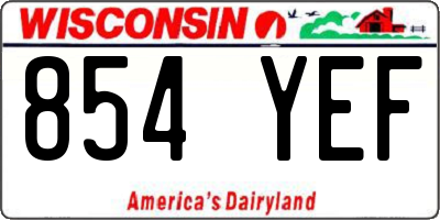 WI license plate 854YEF