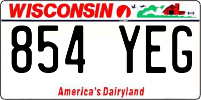 WI license plate 854YEG