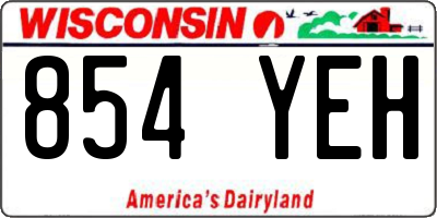 WI license plate 854YEH