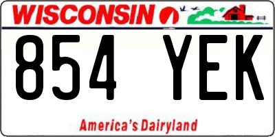 WI license plate 854YEK
