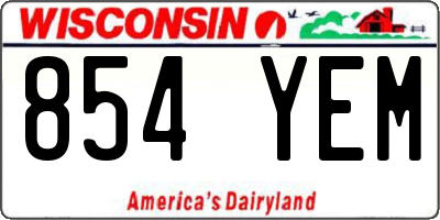 WI license plate 854YEM
