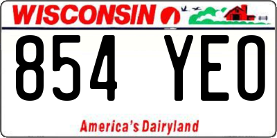 WI license plate 854YEO