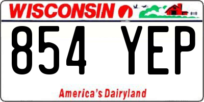 WI license plate 854YEP