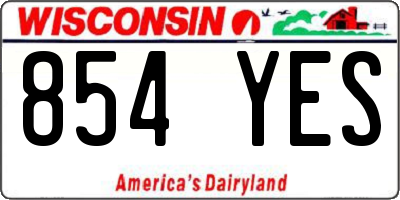 WI license plate 854YES