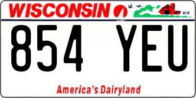 WI license plate 854YEU