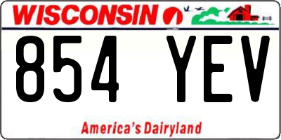 WI license plate 854YEV