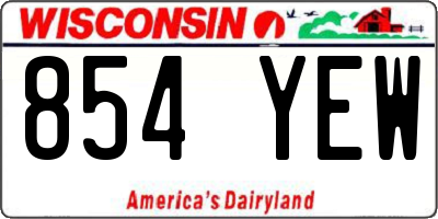 WI license plate 854YEW