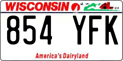 WI license plate 854YFK