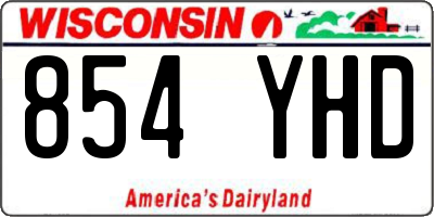 WI license plate 854YHD