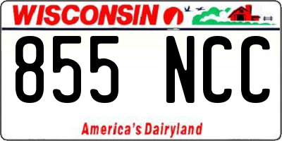 WI license plate 855NCC