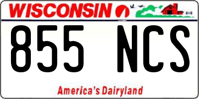 WI license plate 855NCS