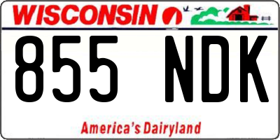 WI license plate 855NDK