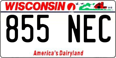 WI license plate 855NEC