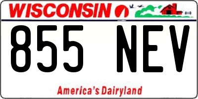 WI license plate 855NEV