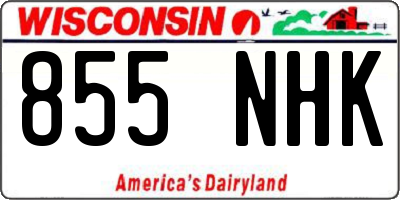 WI license plate 855NHK