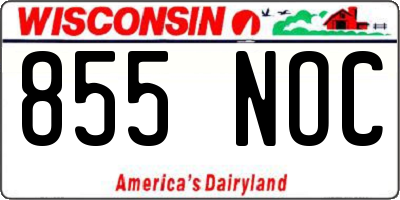 WI license plate 855NOC