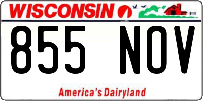 WI license plate 855NOV