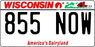 WI license plate 855NOW