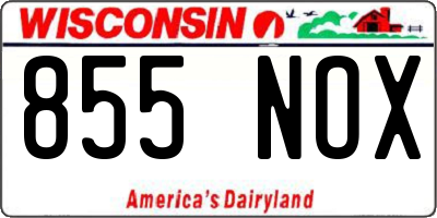 WI license plate 855NOX