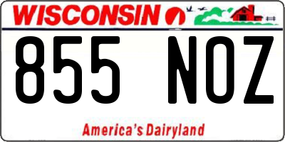 WI license plate 855NOZ