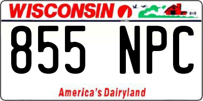 WI license plate 855NPC