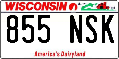 WI license plate 855NSK