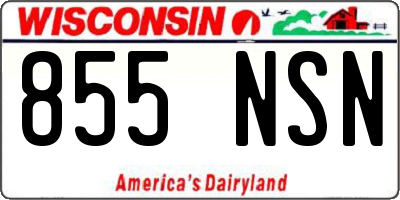 WI license plate 855NSN