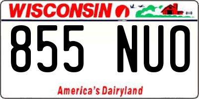 WI license plate 855NUO