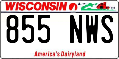 WI license plate 855NWS