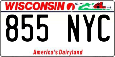 WI license plate 855NYC
