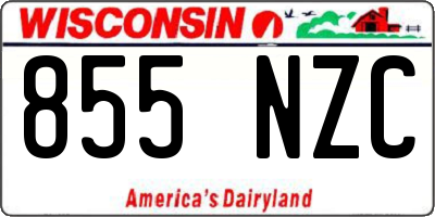 WI license plate 855NZC
