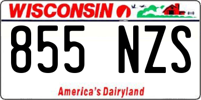 WI license plate 855NZS