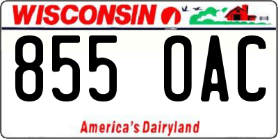 WI license plate 855OAC