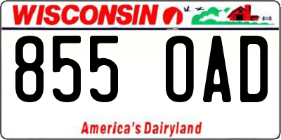 WI license plate 855OAD