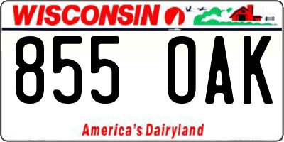 WI license plate 855OAK
