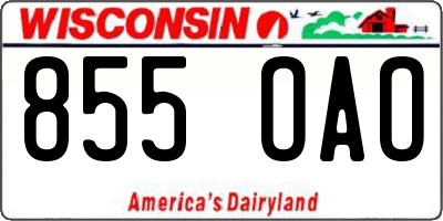 WI license plate 855OAO