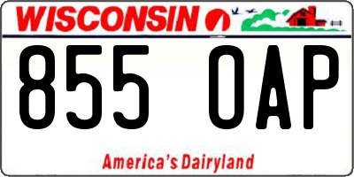 WI license plate 855OAP
