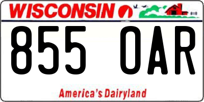 WI license plate 855OAR