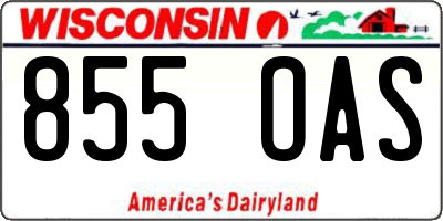 WI license plate 855OAS