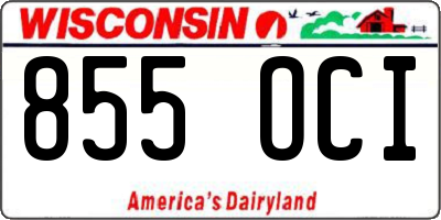 WI license plate 855OCI