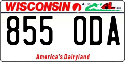 WI license plate 855ODA