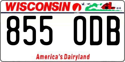 WI license plate 855ODB