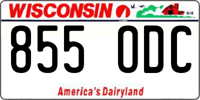 WI license plate 855ODC