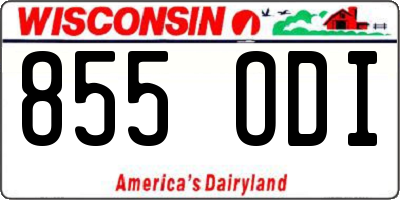 WI license plate 855ODI