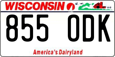 WI license plate 855ODK