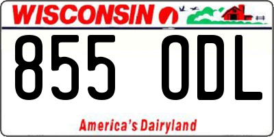 WI license plate 855ODL