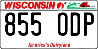 WI license plate 855ODP