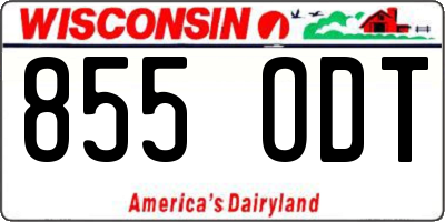 WI license plate 855ODT